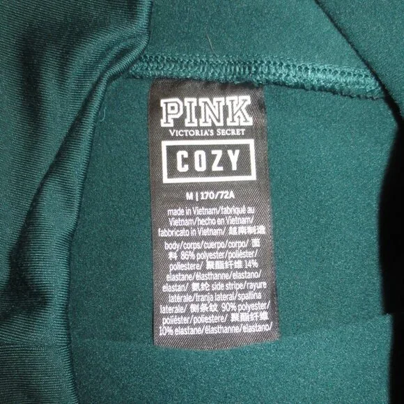 PINK womens LEGGINGS athletic GREEN high-rise COZY velour stripes SIZE M - Picture 5 of 10